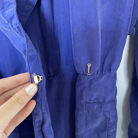 Casual Corner Womens Silk Wrap Dress With Long Sleeves Pockets Royal Blue Size 8 - Picture 8 of 12